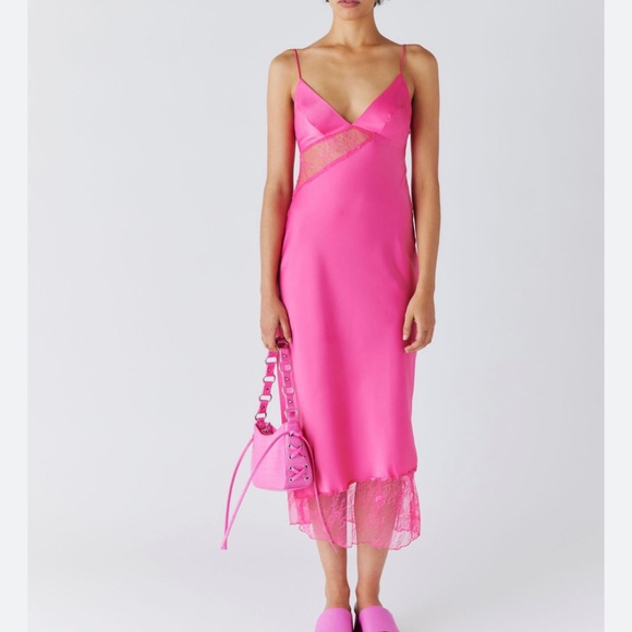 Urban Outfitters | Dresses | Uo Rose Satin Slip Dress Worn Once | Poshmark